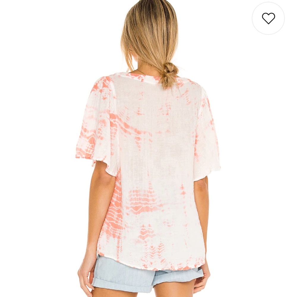 MICHAEL STARS KAMALA FLUTTER SLEEVE POPOVER TOP IN FRESCO, SIZE SMALL - Picture 3 of 4